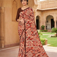 Printed Print Loose Saree with Blouse for Premium Ethnic and Traditional Wear | SGR-RENIYAL CRAPE