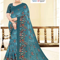 Weightless Fancy Print Loose Saree with Blouse for Premium Ethnic and Traditional Wear | ARK-MAUSAM