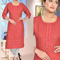 Plus Size Embroidered Kurti for Women | SHP-CHICKEN SEQUENCE WORK BIG
