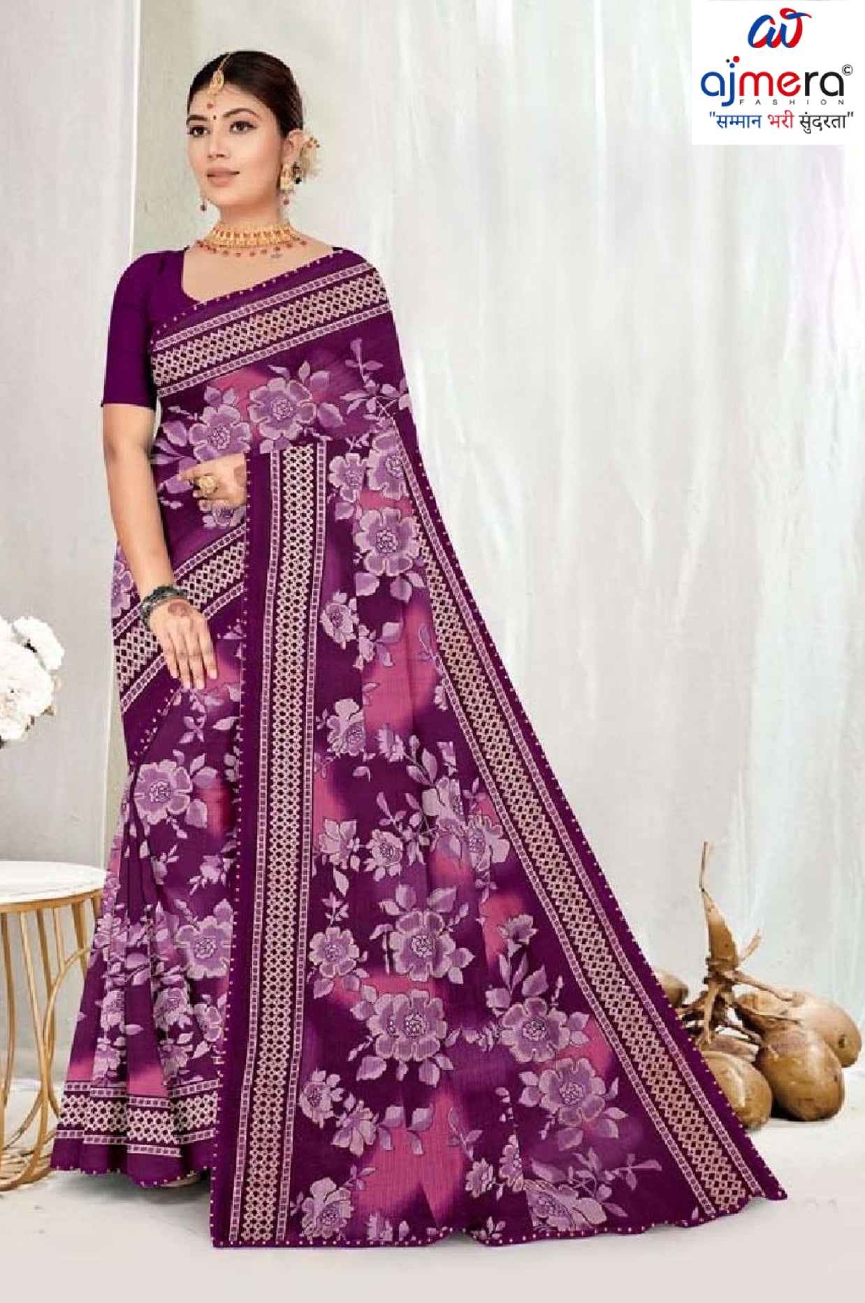 Elegant Printed Saree with Designer Blouse Piece for Festive Wear  | GPT-DHAMAKEDAR-5