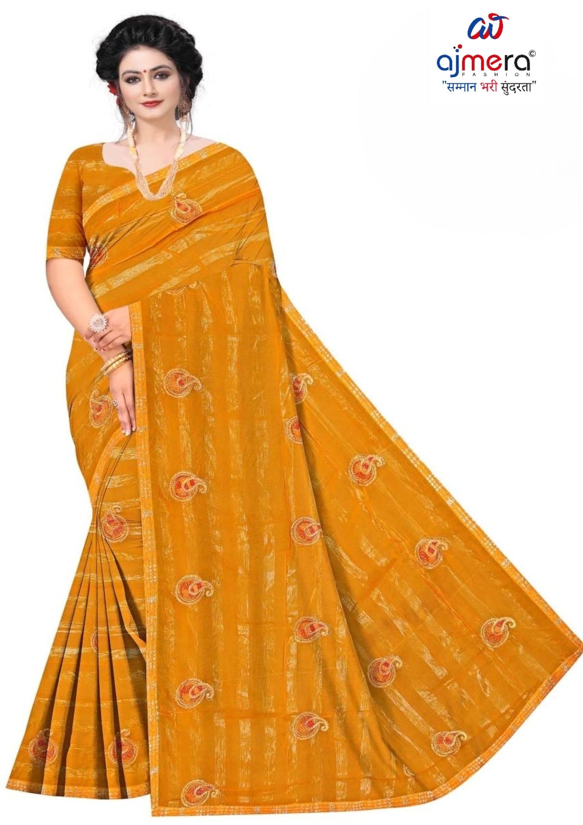 Rimzim Satin Dyed Matching Saree with Blouse Piece for Premium Ethnic and Traditional Wear | VKM-HIGH COURT