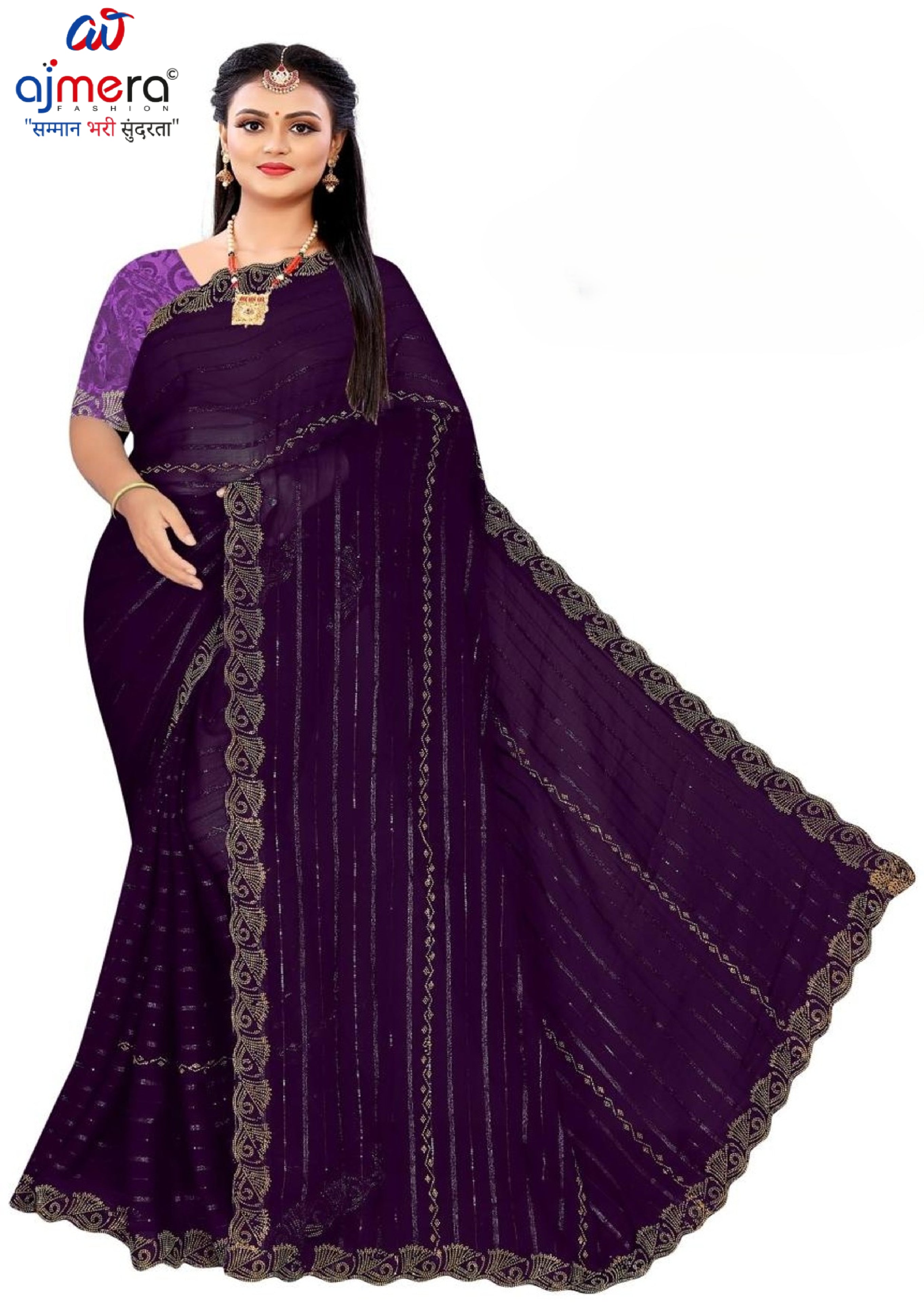 Crepe Dyed Matching Saree with Blouse Piece for Premium Ethnic and Traditional Wear | RAL-SHEHANSHA