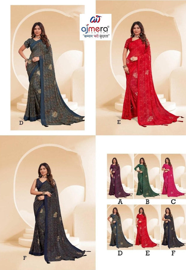 Fashionable Printed Saree with Blouse Piece for Festive Collection  | RDD-JYOTHI