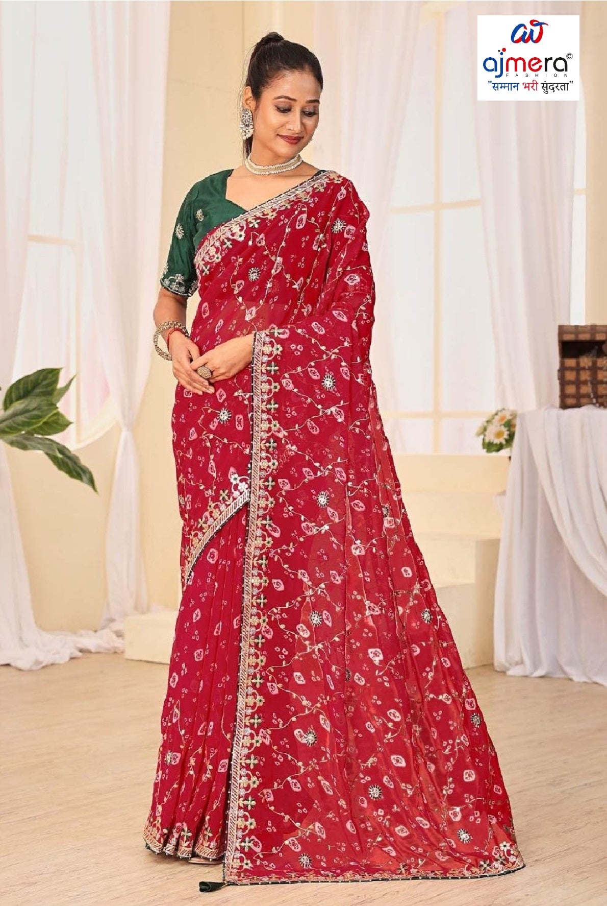Chic Printed Saree with Blouse Piece for Sophisticated Ethnic Style | JS-FULPATTI