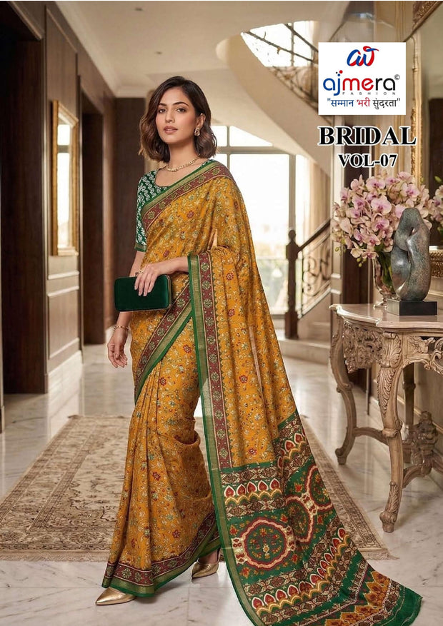 Trendy Printed Saree with Blouse Piece for Women’s Ethnic Wardrobe  | RMF-BRIDAL VOL-7