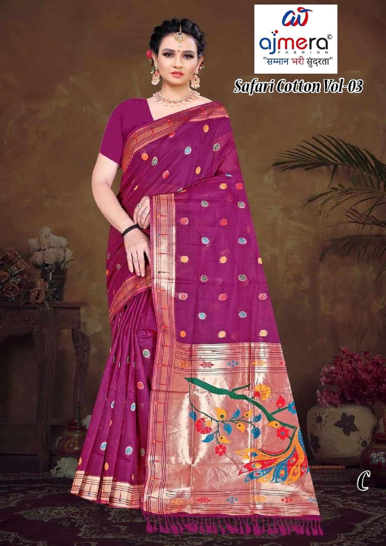 Stylish Jacquard Silk Saree with Blouse Piece for Festive Collection | TUL-SAFARI COTTON VOL-03