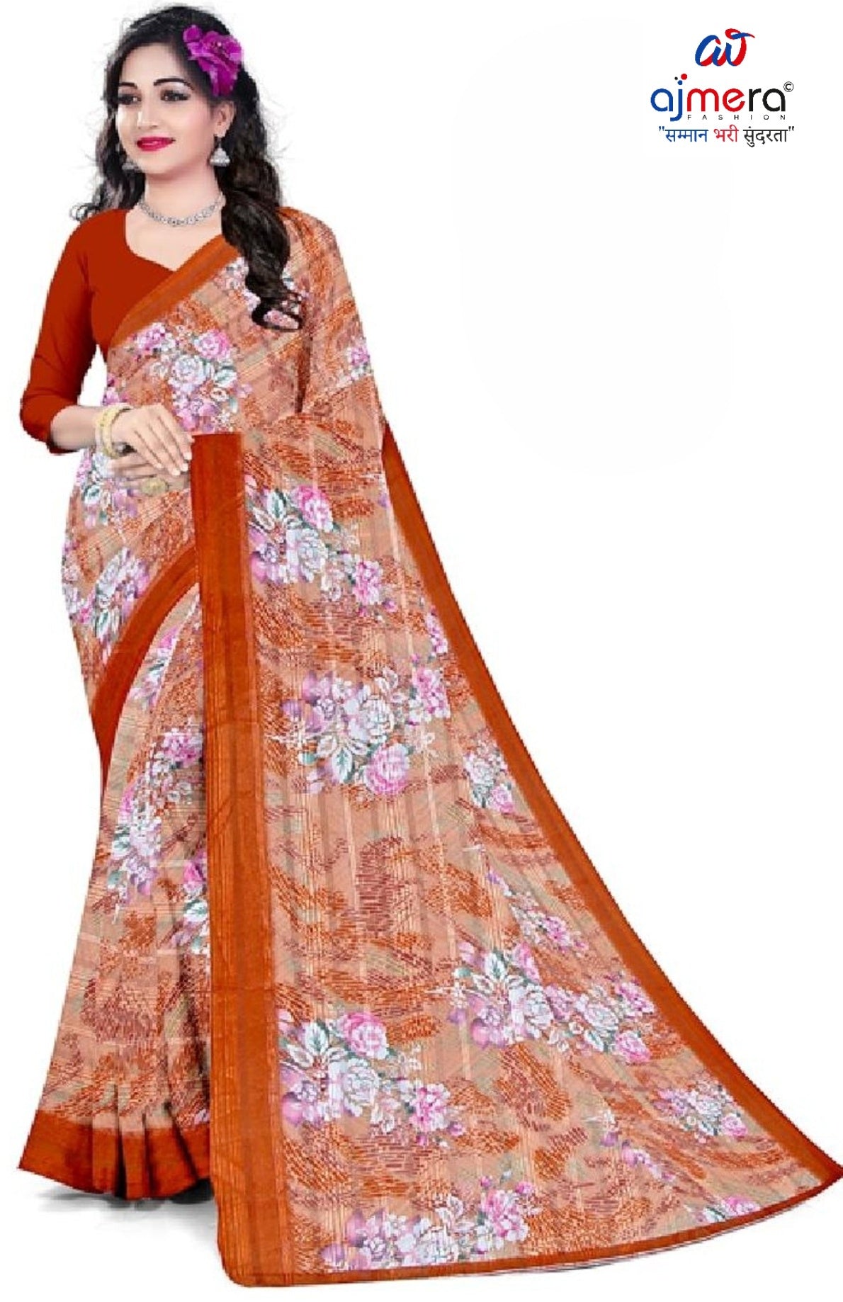 Classic Printed Saree without Blouse for Timeless Traditional Style | CAS-SMART SILK