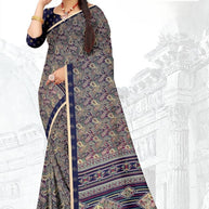 Elegant Printed Saree with Designer Blouse Piece for Festive Wear  | GLC-SILVER GOLD