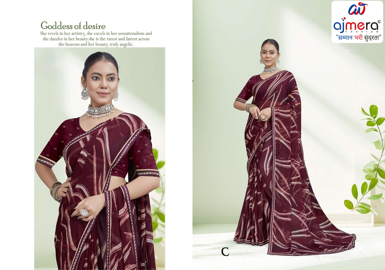 Chic Printed Saree with Blouse Piece for Sophisticated Ethnic Style  | RDD-SEERAT