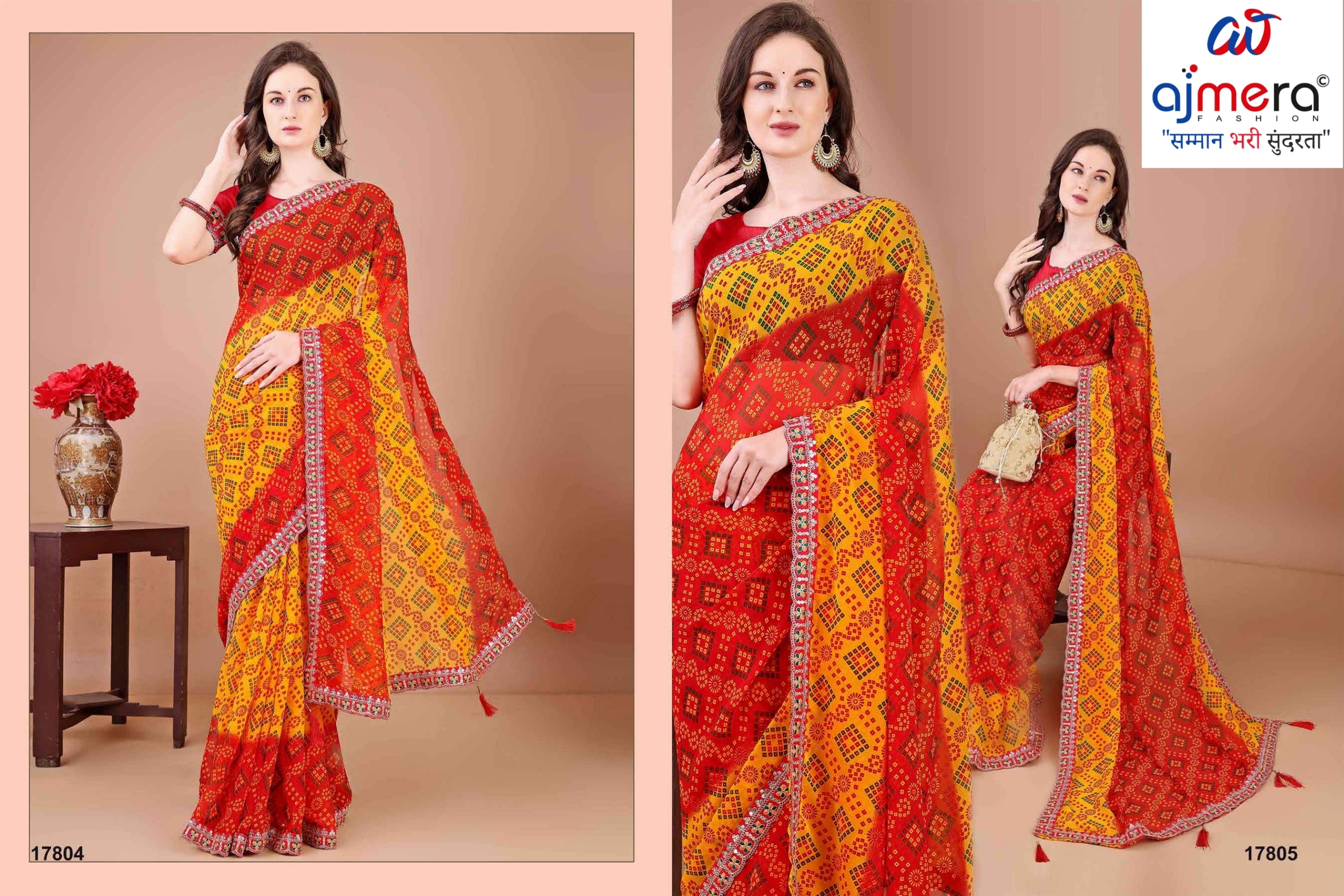 Elegant Printed Saree with Designer Blouse Piece for Festive Wear | JS-KESAR