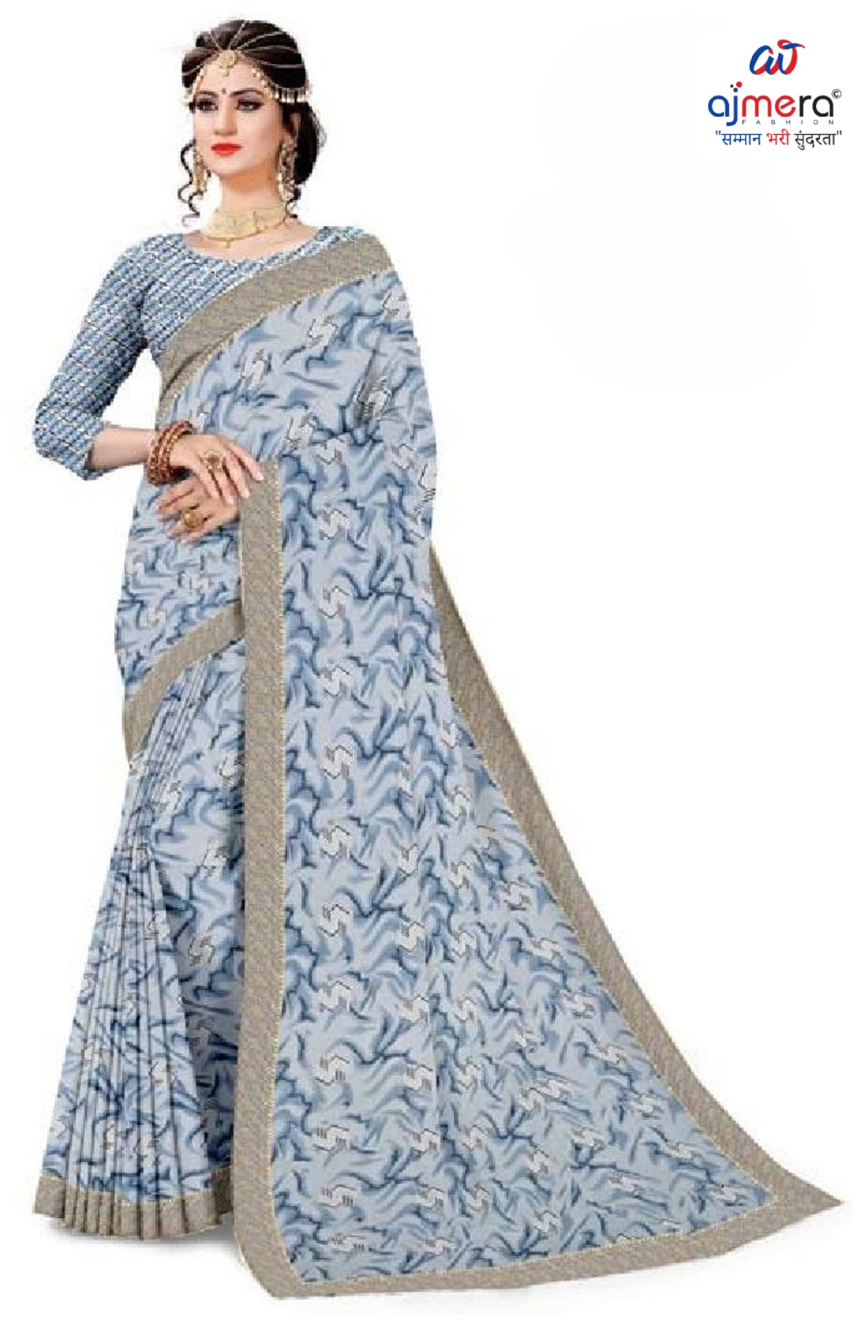 Zomato Print Loose Saree with Blouse for Premium Ethnic and Traditional Wear | CAS-INK POINT