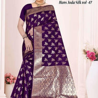 Stylish Jacquard Silk Saree with Blouse Piece for Festive Collection | TUL-HANSJODA SILK VOL-47