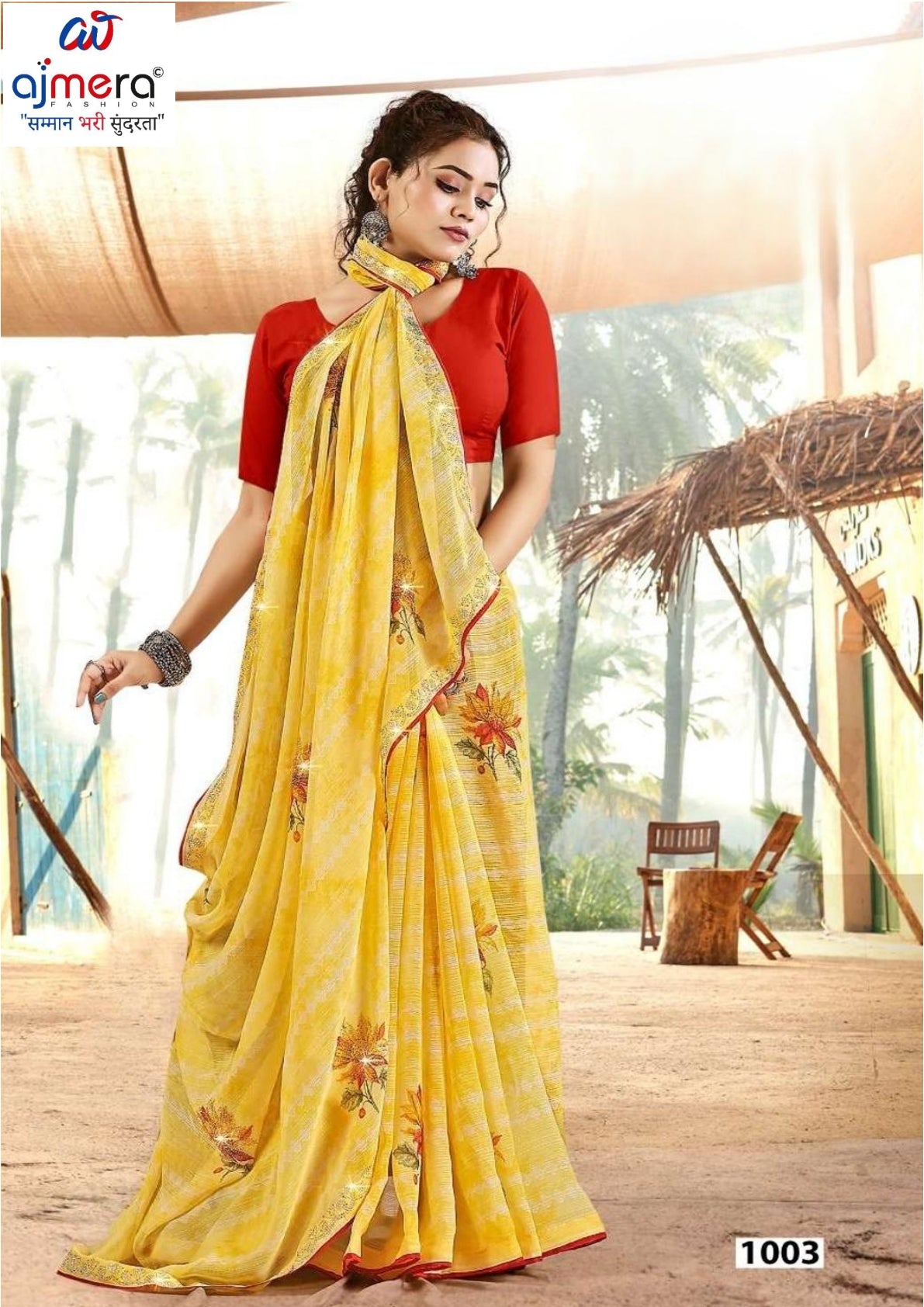 Fashionable Printed Saree with Blouse Piece for Festive Collection  | PRM-MASKA