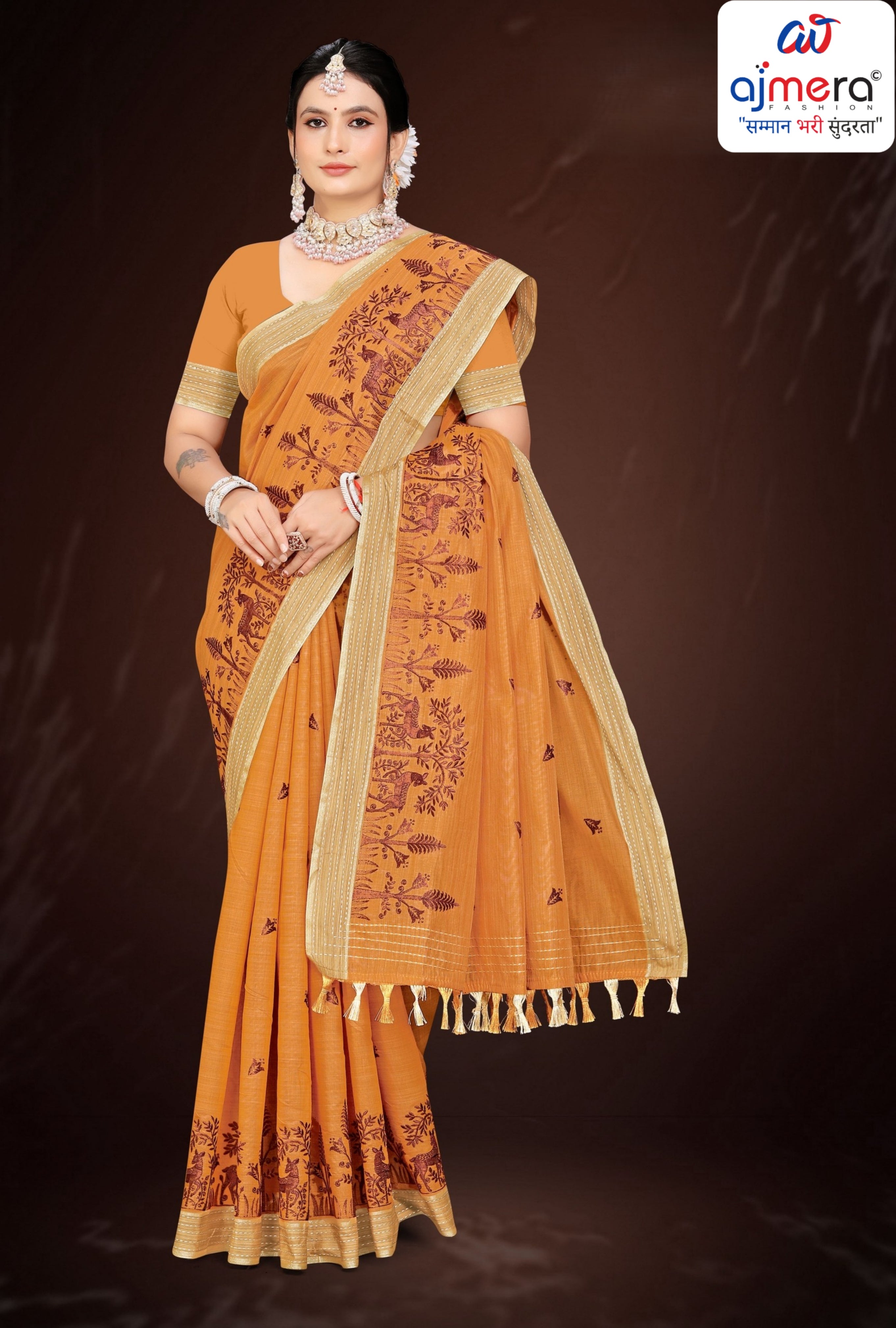 Fancy Cotton Saree with Blouse Piece for Premium Ethnic and Traditional Wear | PUT-NOORI
