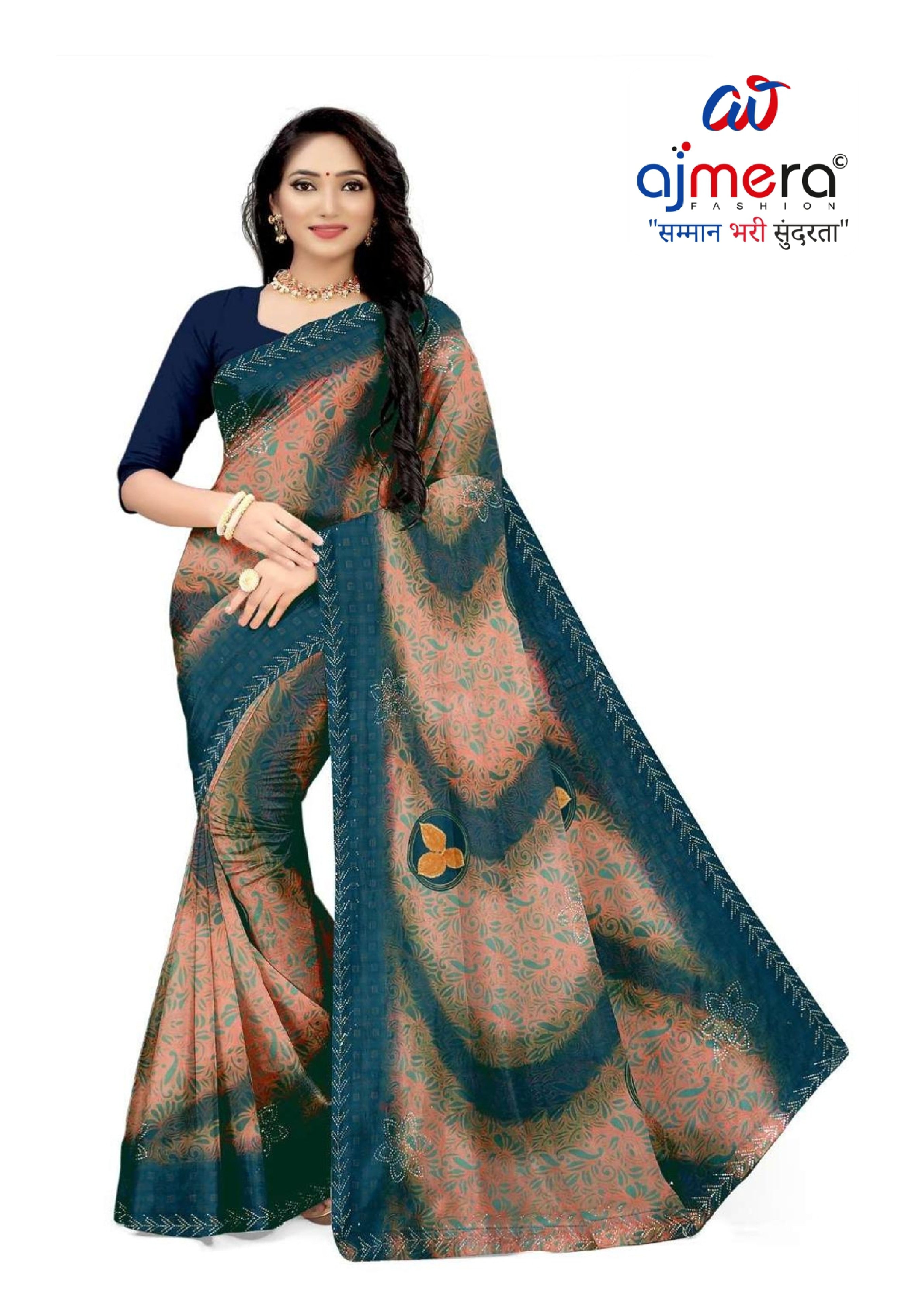Weightless Print Loose Saree without Blouse for Premium Ethnic and Traditional Wear | APAR-BMW
