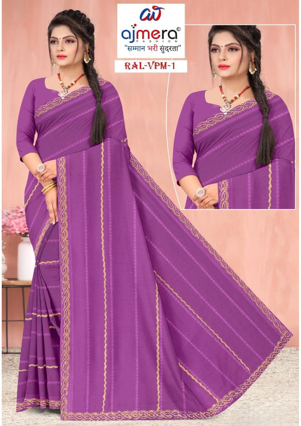 Printed Dyed Matching Saree with Blouse Piece for Premium Ethnic and Traditional Wear | RAL-VPM-1