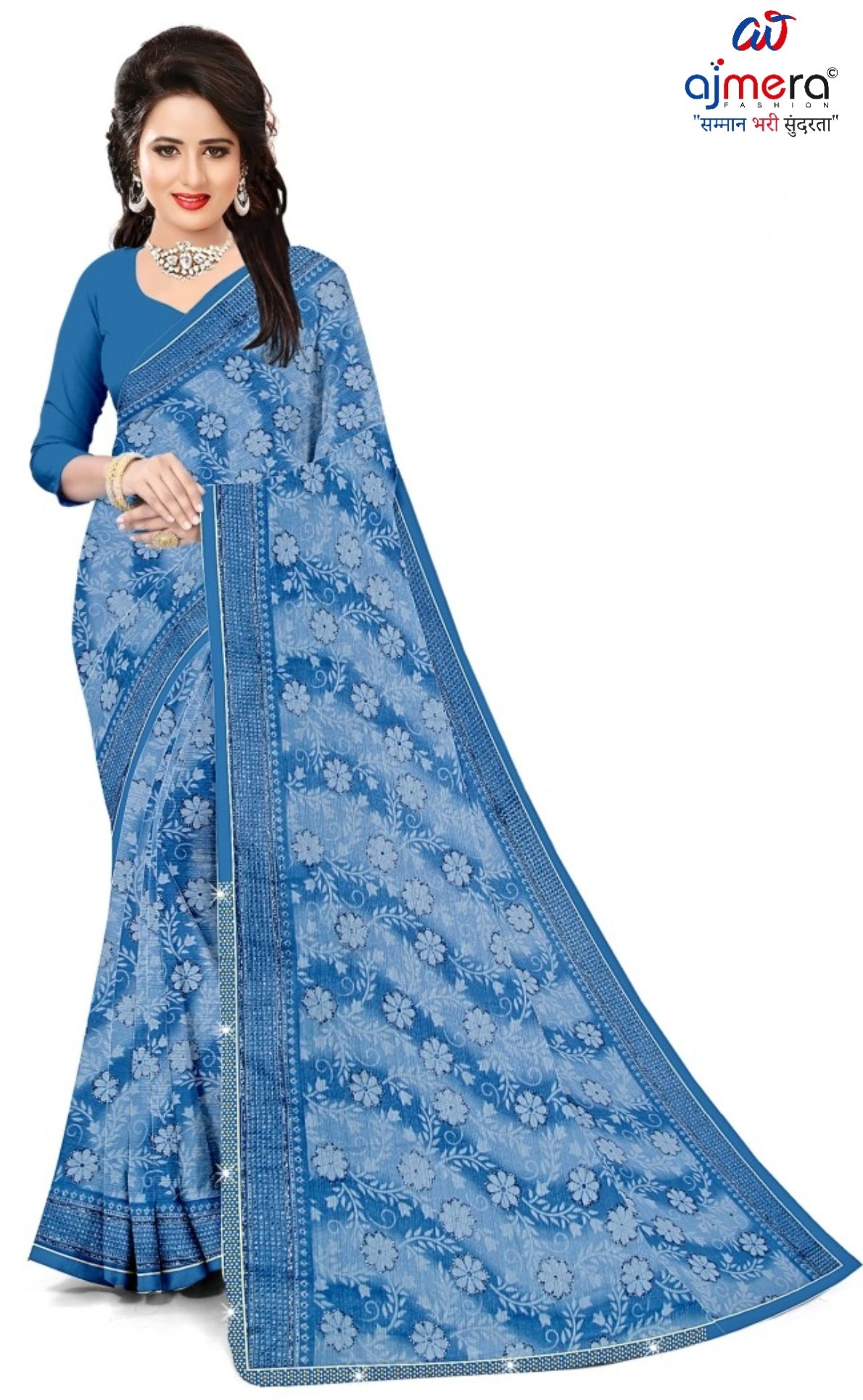 Zomato Print Loose Saree with Blouse for Premium Ethnic and Traditional Wear | CAS-GALAXY