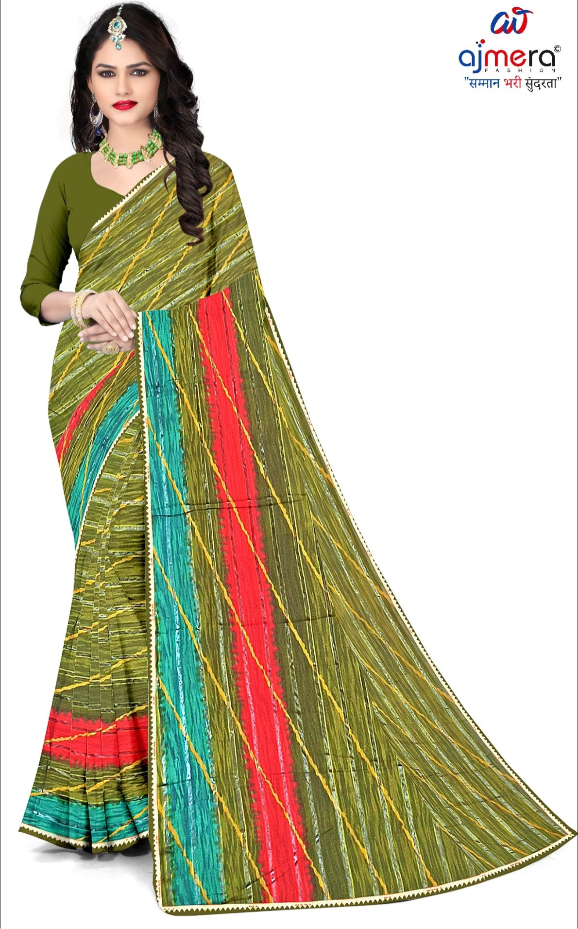 Premium Printed Saree with Matching Blouse Piece for Ethnic Elegance  | CAS-ANOKHEE
