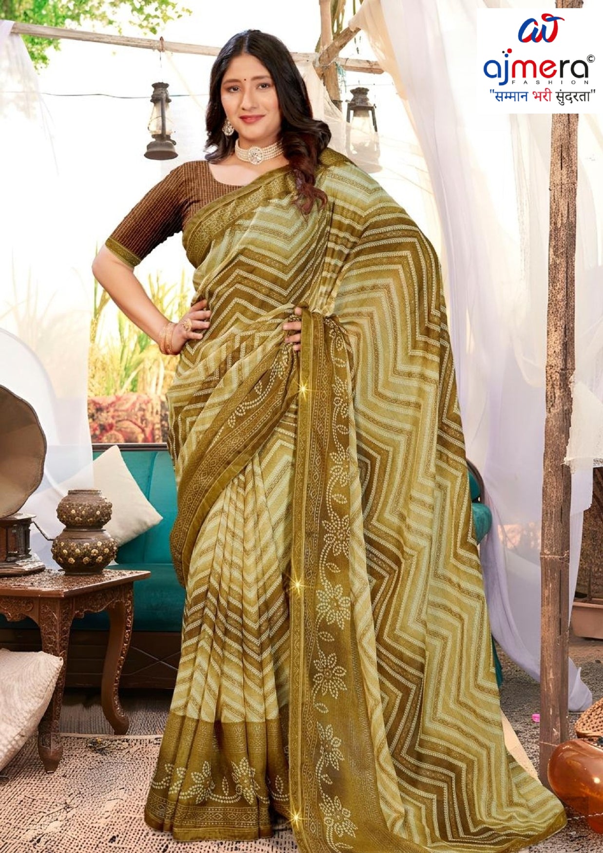 Chic Printed Saree with Blouse Piece for Sophisticated Ethnic Style  | PRM-APARNA BHABHI