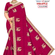 Satin Dyed Matching Saree with Blouse Piece for Premium Ethnic and Traditional Wear | VKM-APPLE