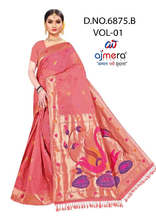 Contemporary Rapier Silk Matching Saree With Blouse Piece | DBU-GAHNA COTTON