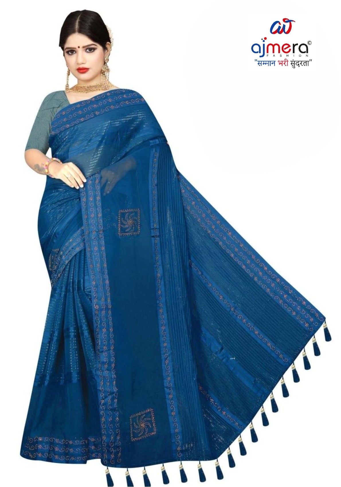 Dyed Matching Saree B2B Supplier with Blouse Piece for Premium Ethnic and Traditional Wear | RAL-CITY PALACE