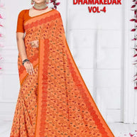 Chic Printed Saree with Blouse Piece for Sophisticated Ethnic Style | GPT-DHAMAKEDAR-4