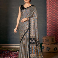 Ajrakh Japan Satin Saree with Blouse for Premium Ethnic Wear | ALL-AJRAKH VOL-3