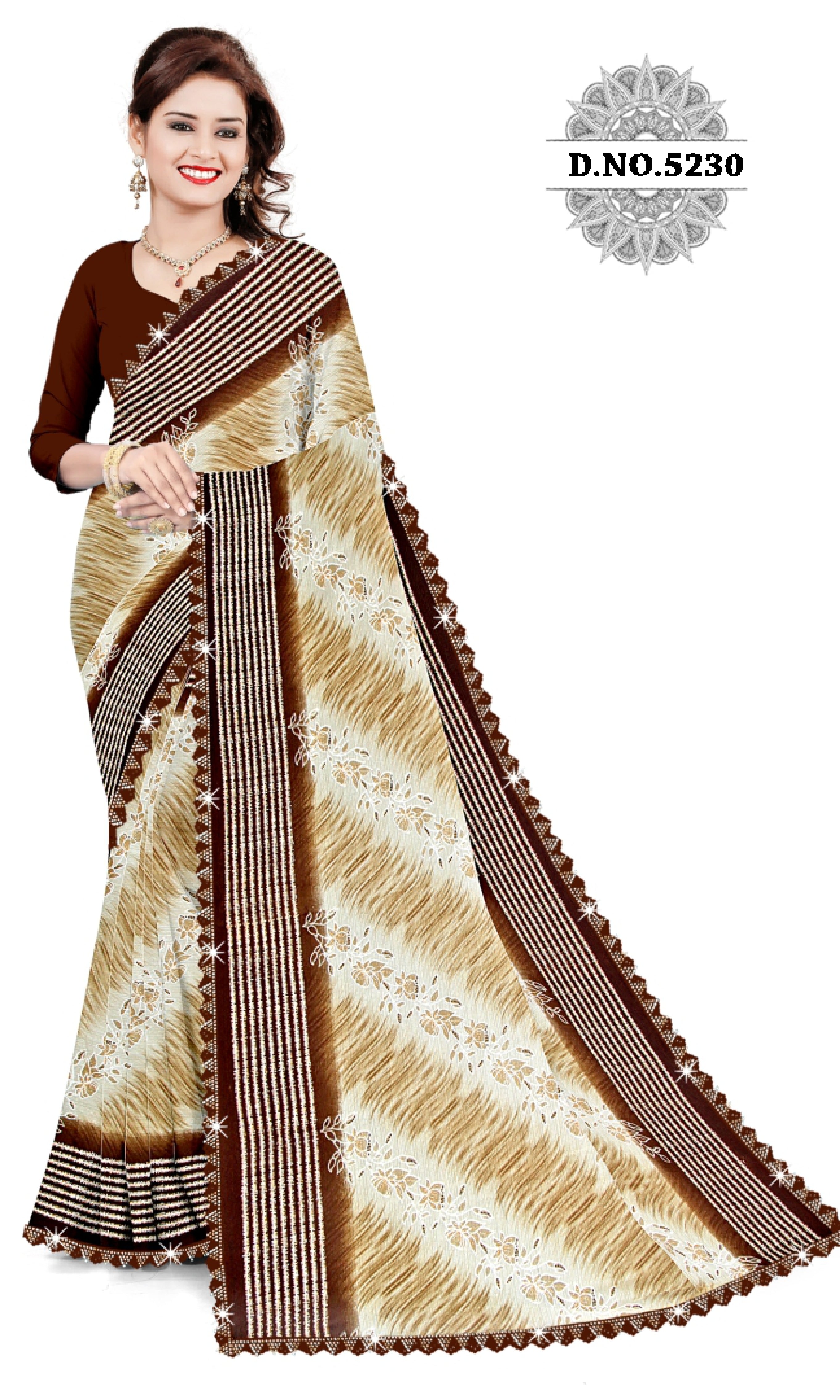 Elegant Printed Saree with Designer Blouse Piece for Festive Wear  | CAS-ZHIL MIL