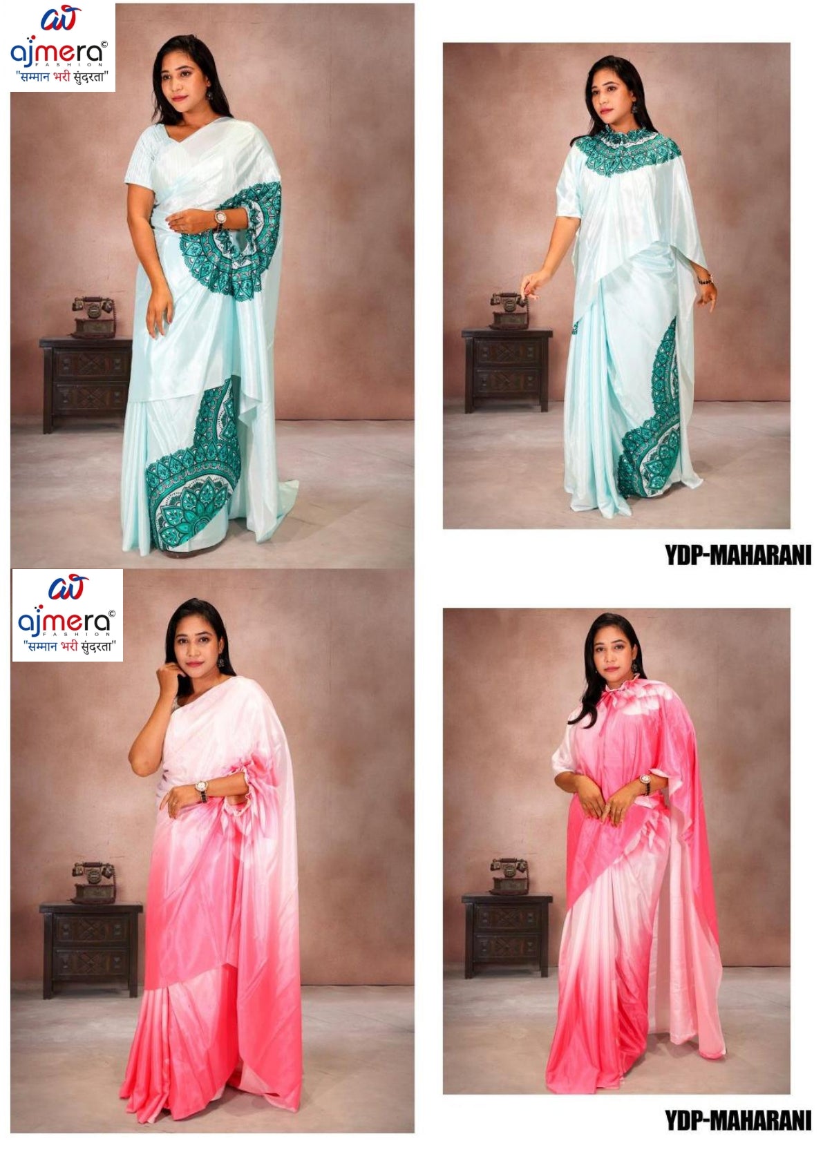 Chinon Print Loose Saree with Blouse for Premium Ethnic and Traditional Wear | YDP-MAHARANI